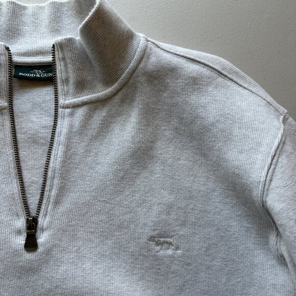 Rodd & Gunn Alton Ave 1/4 Zip Sweatshirt in Light Gray Size XL - Picture 7 of 8